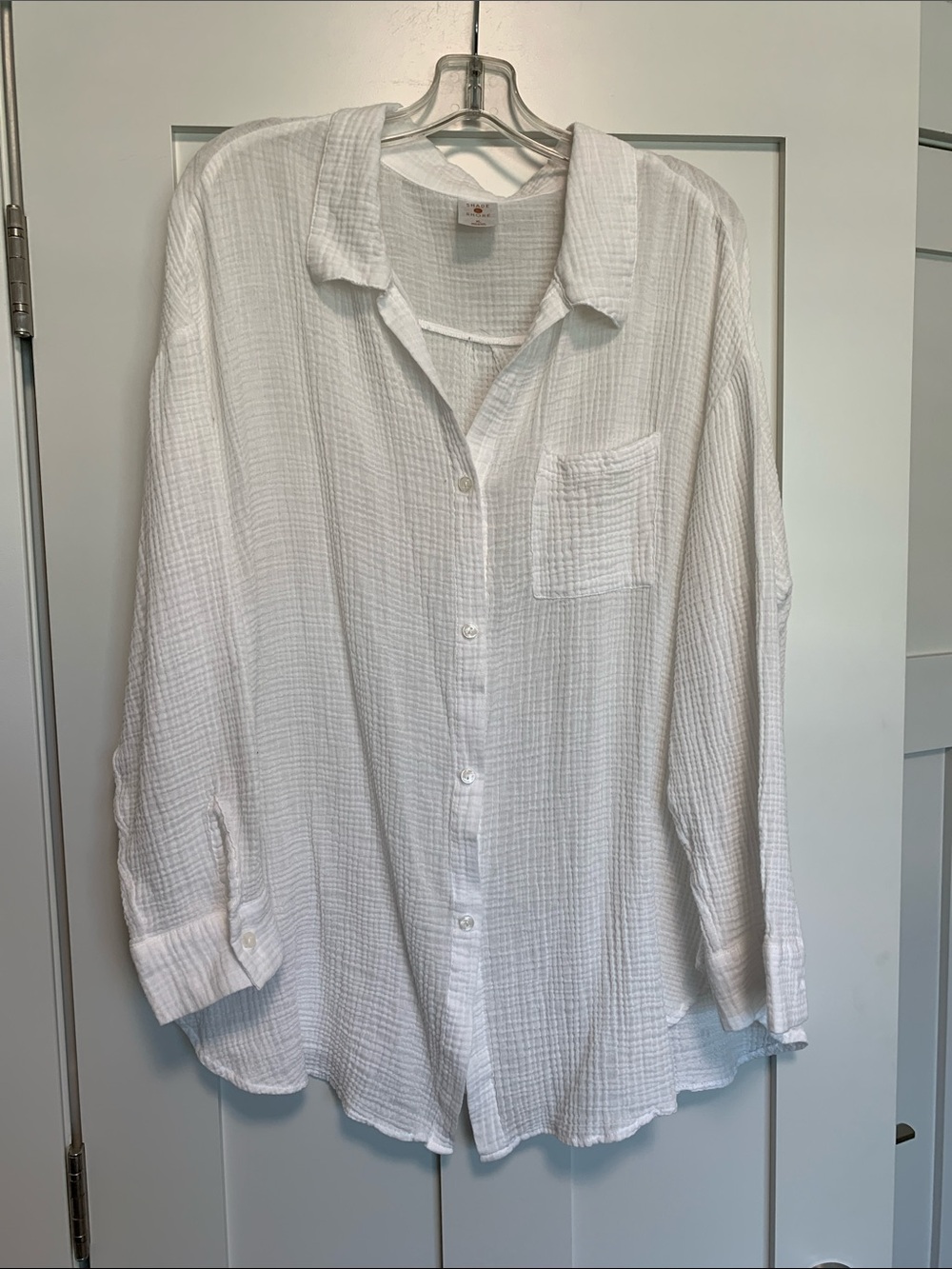 Shade & Shore White Textured Button-Down Shirt